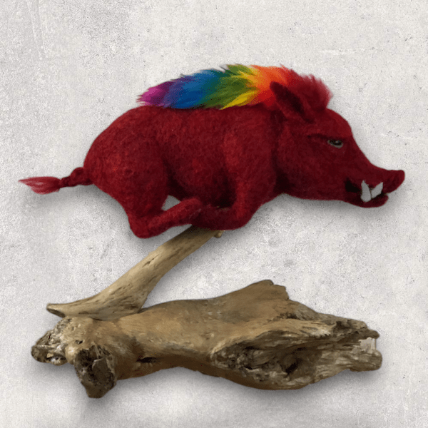Rainbow Razorback Gallery - Stephanie Lester Fibre Artist - Animal Sculpture